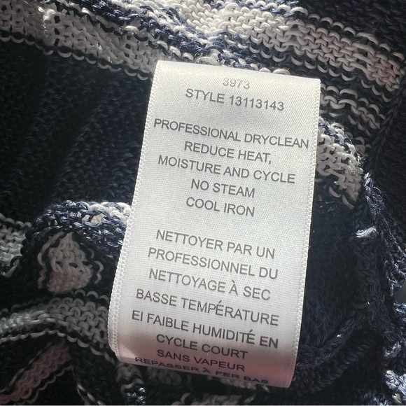 Tory Burch Stripe Linen Pullover Hooded Sweatshirt - Picture 8 of 8